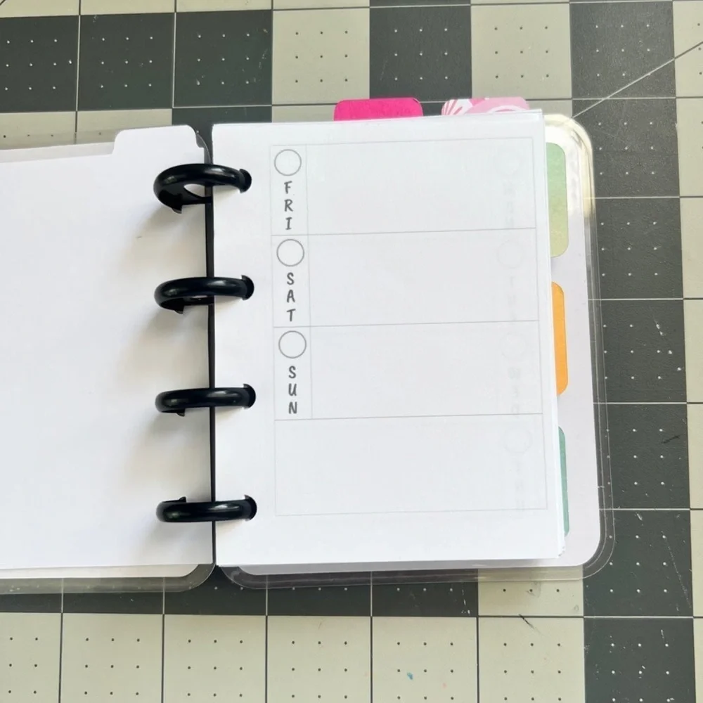 Micro Happy Planner Notes Inserts Lines weekly layout